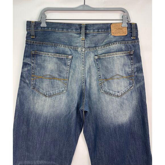 Aeropostale Benton Original Bootcut Jeans Mens 34x34 Distressed Med Wash Denim - Picture 5 of 10